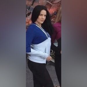 Y2K,vtg, NEW!!hoodie with zipper, women XS,Colorblock,blue,grey,gym,members,80’s